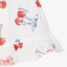 Monnalisa-Teen White & Red Cherry Cotton Skirt | Childrensalon Outlet