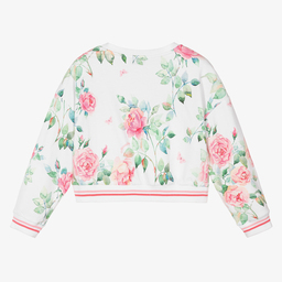 Monnalisa-Белый свитшот с розами для подростков | Childrensalon Outlet