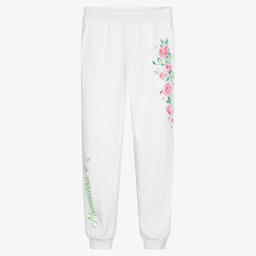 Monnalisa-Teen White Roses Joggers | Childrensalon Outlet
