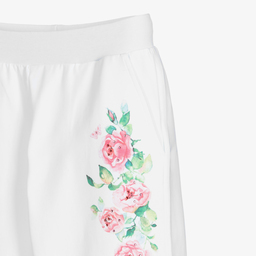 Monnalisa-Teen White Roses Joggers | Childrensalon Outlet
