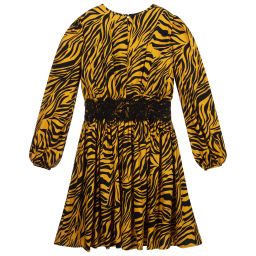Monnalisa-Teen Yellow Zebra Print Dress  | Childrensalon Outlet