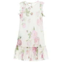 Monnalisa Шик-Vintage Rose Print Mesh Dress | Childrensalon Outlet