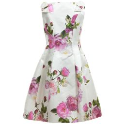 Monnalisa Шик-Vintage Rose Print Satin Dress | Childrensalon Outlet