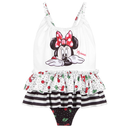Monnalisa-White & Black Disney Swimsuit  | Childrensalon Outlet
