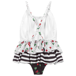 Monnalisa-White & Black Disney Swimsuit  | Childrensalon Outlet