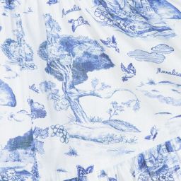 Monnalisa-Бело-голубая хлопковая юбка | Childrensalon Outlet