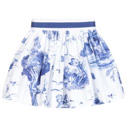 Monnalisa-White & Blue Disney Skirt | Childrensalon Outlet