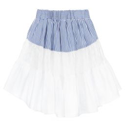 Monnalisa-White & Blue Lace Skirt | Childrensalon Outlet