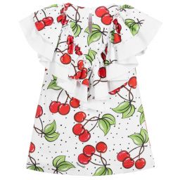 Monnalisa-White Cherry Print Dress | Childrensalon Outlet