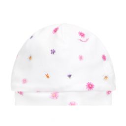 Monnalisa-قبعة قطن لون أبيض للمولودات | Childrensalon Outlet