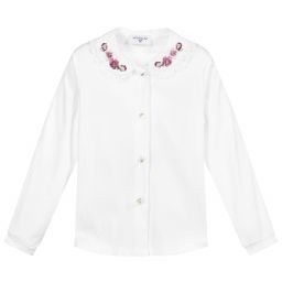 Monnalisa-Белая блузка из хлопка | Childrensalon Outlet