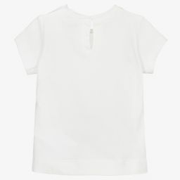 Monnalisa-تيشيرت أطفال بناتي قطن لون أبيض | Childrensalon Outlet