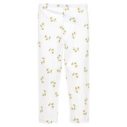 Monnalisa-ليغنغز قطن لون أبيض بطبعة الأقحوان | Childrensalon Outlet