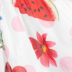 Monnalisa-White Cotton Fruit Print Dress | Childrensalon Outlet