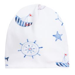 Monnalisa-White Cotton Jersey Hat | Childrensalon Outlet