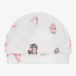 Monnalisa-قبعة قطن لون أبيض للمولودات | Childrensalon Outlet