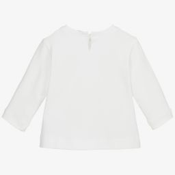 Monnalisa-توب أطفال بناتي قطن جيرسي لون أبيض | Childrensalon Outlet