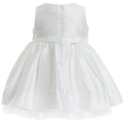 Monnalisa Chic-White Cotton Sateen Daisy Dress | Childrensalon Outlet
