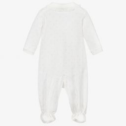 Monnalisa-Белый хлопковый комбинезон с медвежонком | Childrensalon Outlet