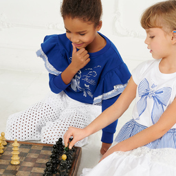 Monnalisa-Белые хлопковые брюки | Childrensalon Outlet