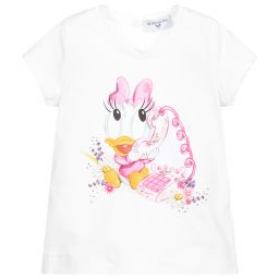 Monnalisa Бебе-Белая футболка c Дэйзи Дак | Childrensalon Outlet