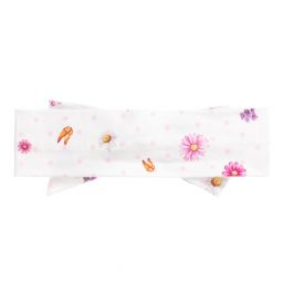 Monnalisa-Белая повязка на голову с цветочным рисунком | Childrensalon Outlet