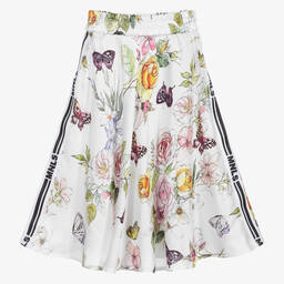 Monnalisa-تنورة ميدي فيسكوز لون أبيض بطبعة ورود | Childrensalon Outlet