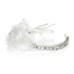 موناليزا-طوق للشعرلون أبيض مزين بورود حرير و ديامنتي | Childrensalon Outlet