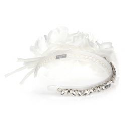 موناليزا-طوق للشعرلون أبيض مزين بورود حرير و ديامنتي | Childrensalon Outlet