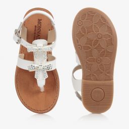 موناليزا-صندل جلد لون أبيض للبنات | Childrensalon Outlet