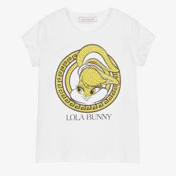 Monnalisa-تيشيرت قطن جيرسي لون أبيض للبنات | Childrensalon Outlet