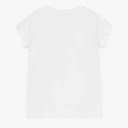 Monnalisa-تيشيرت قطن جيرسي لون أبيض للبنات | Childrensalon Outlet