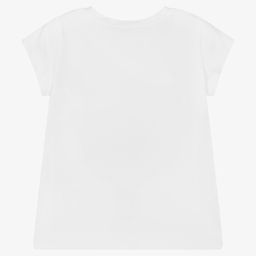 Monnalisa-White & Orange Floral T-Shirt | Childrensalon Outlet