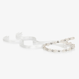 Monnalisa-White Pearl & Gem Hairband | Childrensalon Outlet