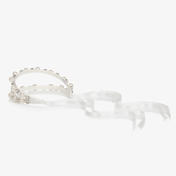 Monnalisa-White Pearl & Gem Hairband | Childrensalon Outlet