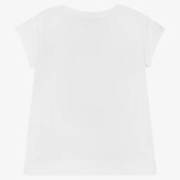 Monnalisa-White & Pink Floral T-Shirt | Childrensalon Outlet