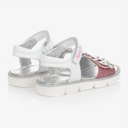 Monnalisa-White & Pink Glittery Sandals | Childrensalon Outlet