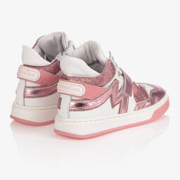 Monnalisa-Высокие бело-розовые кроссовки | Childrensalon Outlet