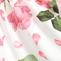 Monnalisa Chic-White & Pink Roses Dress  | Childrensalon Outlet