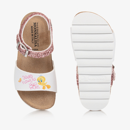 Monnalisa-White & Pink Tweety Sandals | Childrensalon Outlet