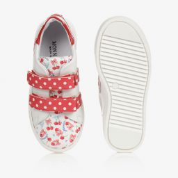 Monnalisa-Бело-красные кроссовки с вишнями | Childrensalon Outlet