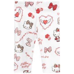 Monnalisa-ليغنغز أطفال بناتي قطن لون أبيض و أحمر | Childrensalon Outlet