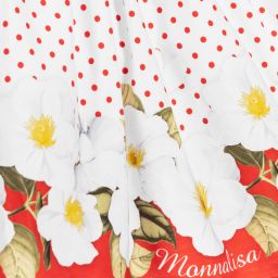 Monnalisa-White & Red Floral Dot Dress | Childrensalon Outlet