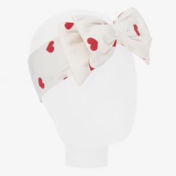 موناليزا-طوق للرأس قطن جيرسي لون أبيض وأحمر | Childrensalon Outlet