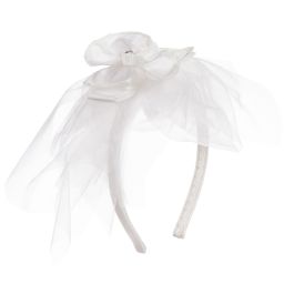 Monnalisa Chic-White Silk & Tulle Floral Hairband | Childrensalon Outlet