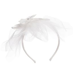 Monnalisa Chic-White Silk & Tulle Floral Hairband | Childrensalon Outlet