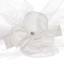 Monnalisa Chic-White Silk & Tulle Floral Hairband | Childrensalon Outlet