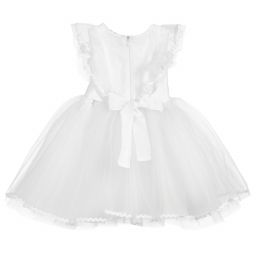 Monnalisa-White Tulle Dress  | Childrensalon Outlet