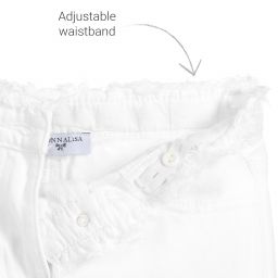 Monnalisa-جينز قطن دنيم قصير لون أبيض للبنات | Childrensalon Outlet