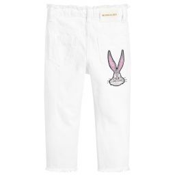 Monnalisa-جينز قطن دنيم قصير لون أبيض للبنات | Childrensalon Outlet